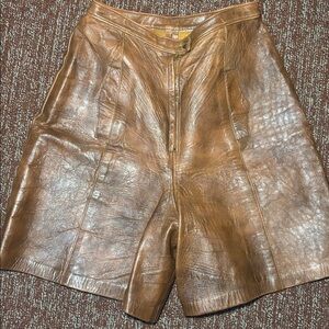Women's Brown Leather Shorts